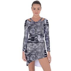 Background Pattern Geometric Design Asymmetric Cut-out Shift Dress by Vaneshop