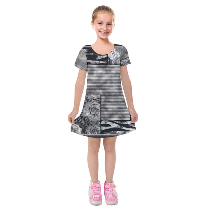 Background Pattern Geometric Design Kids  Short Sleeve Velvet Dress