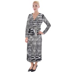 Background Pattern Geometric Design Velvet Maxi Wrap Dress by Vaneshop