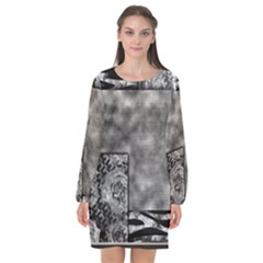 Background Pattern Geometric Design Long Sleeve Chiffon Shift Dress  by Vaneshop