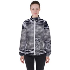 Background Pattern Geometric Design Women s High Neck Windbreaker