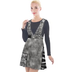 Background Pattern Geometric Design Plunge Pinafore Velour Dress