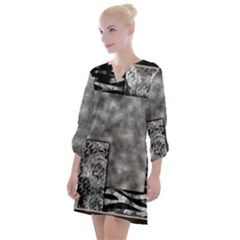 Background Pattern Geometric Design Open Neck Shift Dress by Vaneshop