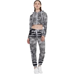 Background Pattern Geometric Design Cropped Zip Up Lounge Set by Vaneshop