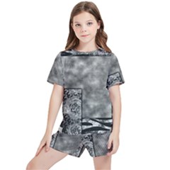 Background Pattern Geometric Design Kids  Tee And Sports Shorts Set by Vaneshop