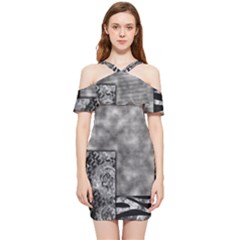 Background Pattern Geometric Design Shoulder Frill Bodycon Summer Dress by Vaneshop