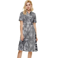 Background Pattern Geometric Design Button Top Knee Length Dress