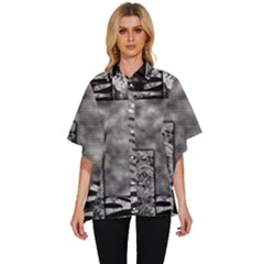 Background Pattern Geometric Design Women s Batwing Button Up Shirt