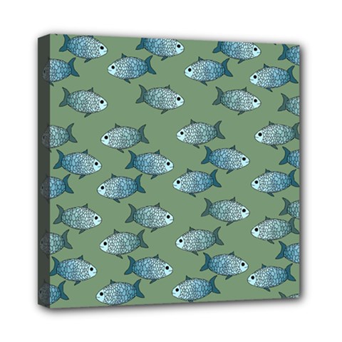 Fishes Pattern Background Theme Mini Canvas 8  X 8  (stretched) by Vaneshop