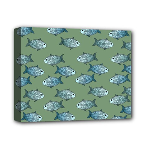 Fishes Pattern Background Theme Deluxe Canvas 14  X 11  (stretched) by Vaneshop