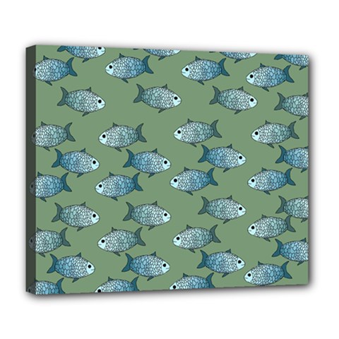 Fishes Pattern Background Theme Deluxe Canvas 24  X 20  (stretched) by Vaneshop