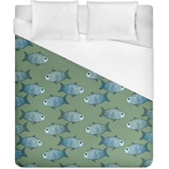 Fishes Pattern Background Theme Duvet Cover (california King Size) by Vaneshop