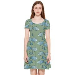 Fishes Pattern Background Theme Inside Out Cap Sleeve Dress by Vaneshop