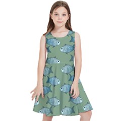 Fishes Pattern Background Theme Kids  Skater Dress by Vaneshop