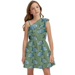 Fishes Pattern Background Theme Kids  One Shoulder Party Dress by Vaneshop