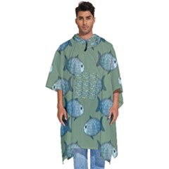 Fishes Pattern Background Theme Men s Hooded Rain Ponchos by Vaneshop