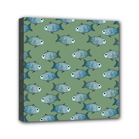 Fishes Pattern Background Theme Mini Canvas 6  X 6  (stretched) by Vaneshop