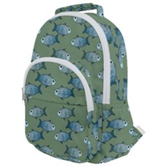 Fishes Pattern Background Theme Rounded Multi Pocket Backpack by Vaneshop