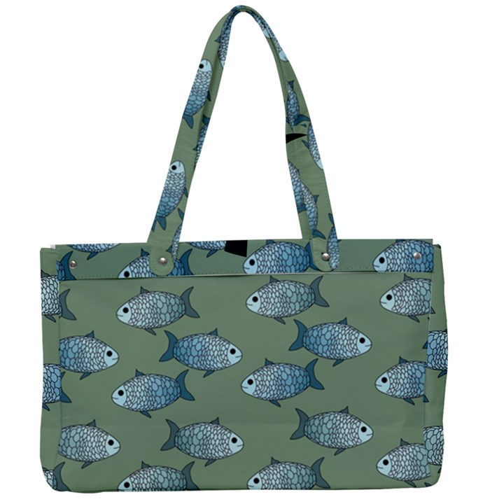 Fishes Pattern Background Theme Canvas Work Bag