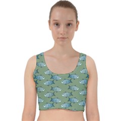 Fishes Pattern Background Theme Velvet Racer Back Crop Top by Vaneshop