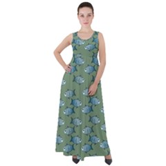 Fishes Pattern Background Theme Empire Waist Velour Maxi Dress by Vaneshop