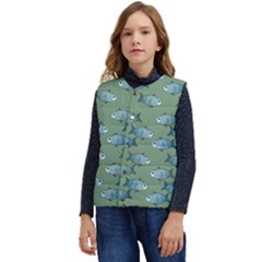 Fishes Pattern Background Theme Kid s Short Button Up Puffer Vest	 by Vaneshop