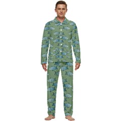 Fishes Pattern Background Theme Men s Long Sleeve Velvet Pocket Pajamas Set by Vaneshop