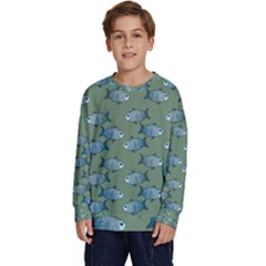 Fishes Pattern Background Theme Kids  Long Sleeve Jersey by Vaneshop