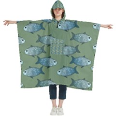 Fishes Pattern Background Theme Women s Hooded Rain Ponchos by Vaneshop