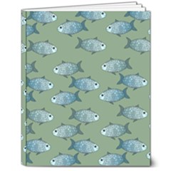 Fishes Pattern Background Theme 8  X 10  Hardcover Notebook by Vaneshop