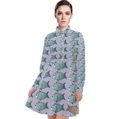 Fishes Pattern Background Theme Art Long Sleeve Chiffon Shirt Dress by Vaneshop