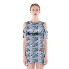 Fishes Pattern Background Theme Art Shoulder Cutout One Piece Dress by Vaneshop