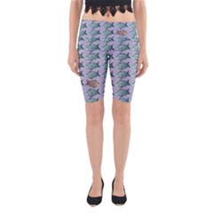 Fishes Pattern Background Theme Art Yoga Cropped Leggings by Vaneshop