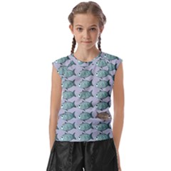 Fishes Pattern Background Theme Art Kids  Raglan Cap Sleeve Tee by Vaneshop