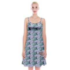 Fishes Pattern Background Theme Art Spaghetti Strap Velvet Dress by Vaneshop