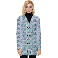 Fishes Pattern Background Theme Art Button Up Hooded Coat  by Vaneshop