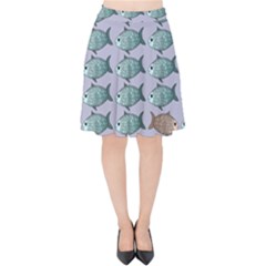 Fishes Pattern Background Theme Art Velvet High Waist Skirt by Vaneshop