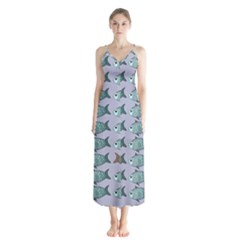 Fishes Pattern Background Theme Art Button Up Chiffon Maxi Dress by Vaneshop