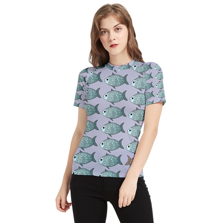 Fishes Pattern Background Theme Art Women s Short Sleeve Rash Guard