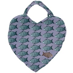 Fishes Pattern Background Theme Art Giant Heart Shaped Tote by Vaneshop