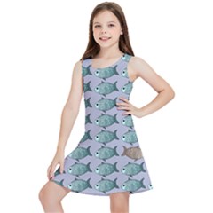 Fishes Pattern Background Theme Art Kids  Lightweight Sleeveless Dress by Vaneshop