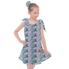 Fishes Pattern Background Theme Art Kids  Tie Up Tunic Dress