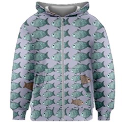 Fishes Pattern Background Theme Art Kids  Zipper Hoodie Without Drawstring by Vaneshop