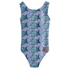 Fishes Pattern Background Theme Art Kids  Cut-out Back One Piece Swimsuit