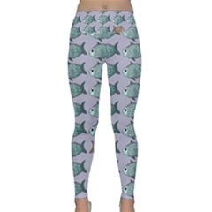 Fishes Pattern Background Theme Art Lightweight Velour Classic Yoga Leggings by Vaneshop