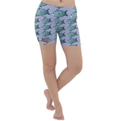 Fishes Pattern Background Theme Art Lightweight Velour Yoga Shorts by Vaneshop