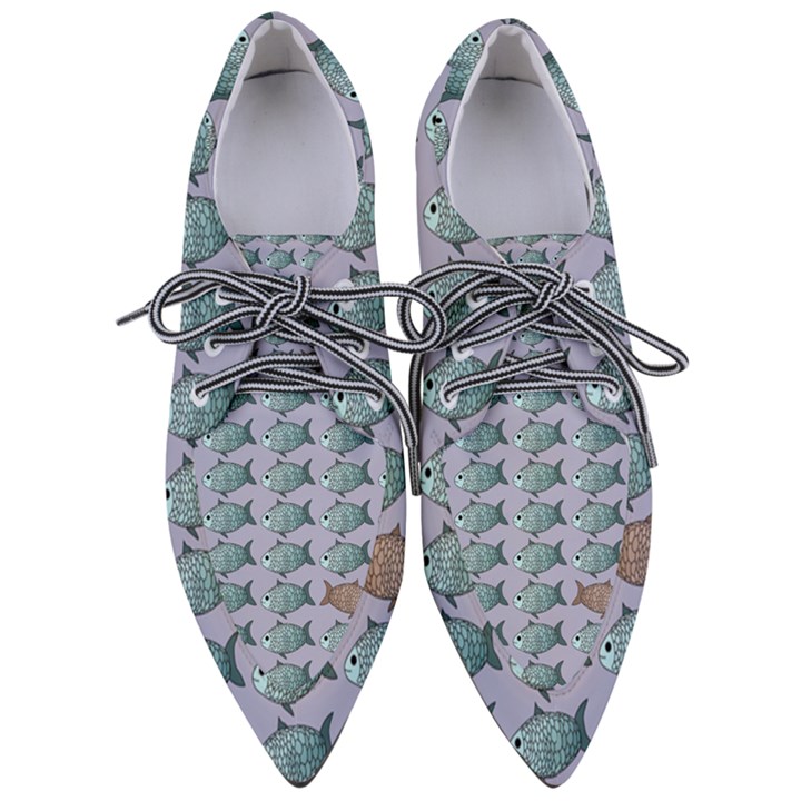 Fishes Pattern Background Theme Art Pointed Oxford Shoes