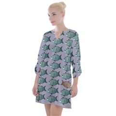 Fishes Pattern Background Theme Art Open Neck Shift Dress by Vaneshop