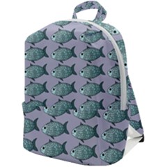 Fishes Pattern Background Theme Art Zip Up Backpack by Vaneshop