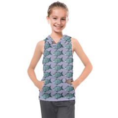 Fishes Pattern Background Theme Art Kids  Sleeveless Hoodie by Vaneshop